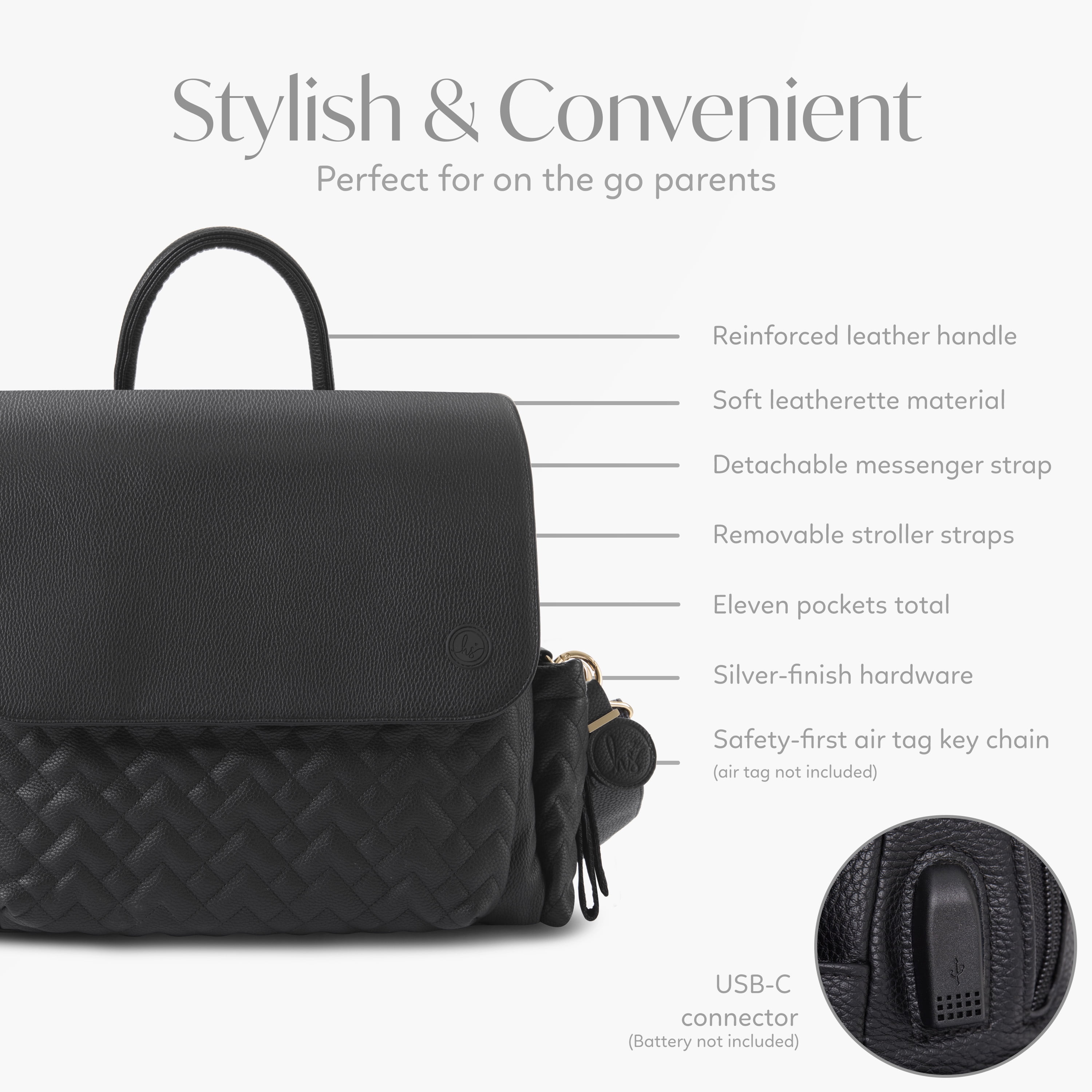 Ensemble de sacs à langer Hannah & Sophia Traveler 4 pièces, noir nuit