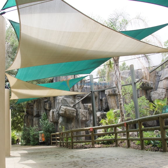 Sunshades Depot 16 x16 x16 Sun Shade Sail Equilateral Triangle Permeable Canopy Tan Beige Custom Size Available Commercial Standard
