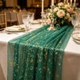 thumbnail image 4 of Feledorashia Mesh Table Runner, Gold Foil Tablecloth, Sheer Dining Table Decor for Weddings Parties Events, Flexible Polyester Fabric, 70x200cm European Style Banquet Table Cover, 4 of 7