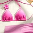 thumbnail image 3 of Lenago Swim Shorts Women Bathing Suit for Women Women Swim Suits Women's Three Piece Set Bikini Gradient Ribbon Hairpin Swimsuit Red S, 3 of 3