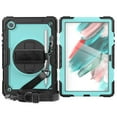 thumbnail image 3 of 3 Layer Case for Samsung Galaxy Tab A8 10.5" 2022 SM-X200/X205/X207, for Kids Heavy Duty Protective Case with Screen Protector & Stylus Holder & 360 Rotating Stand Hand/Shoulder Strap, Mint+Black, 3 of 10