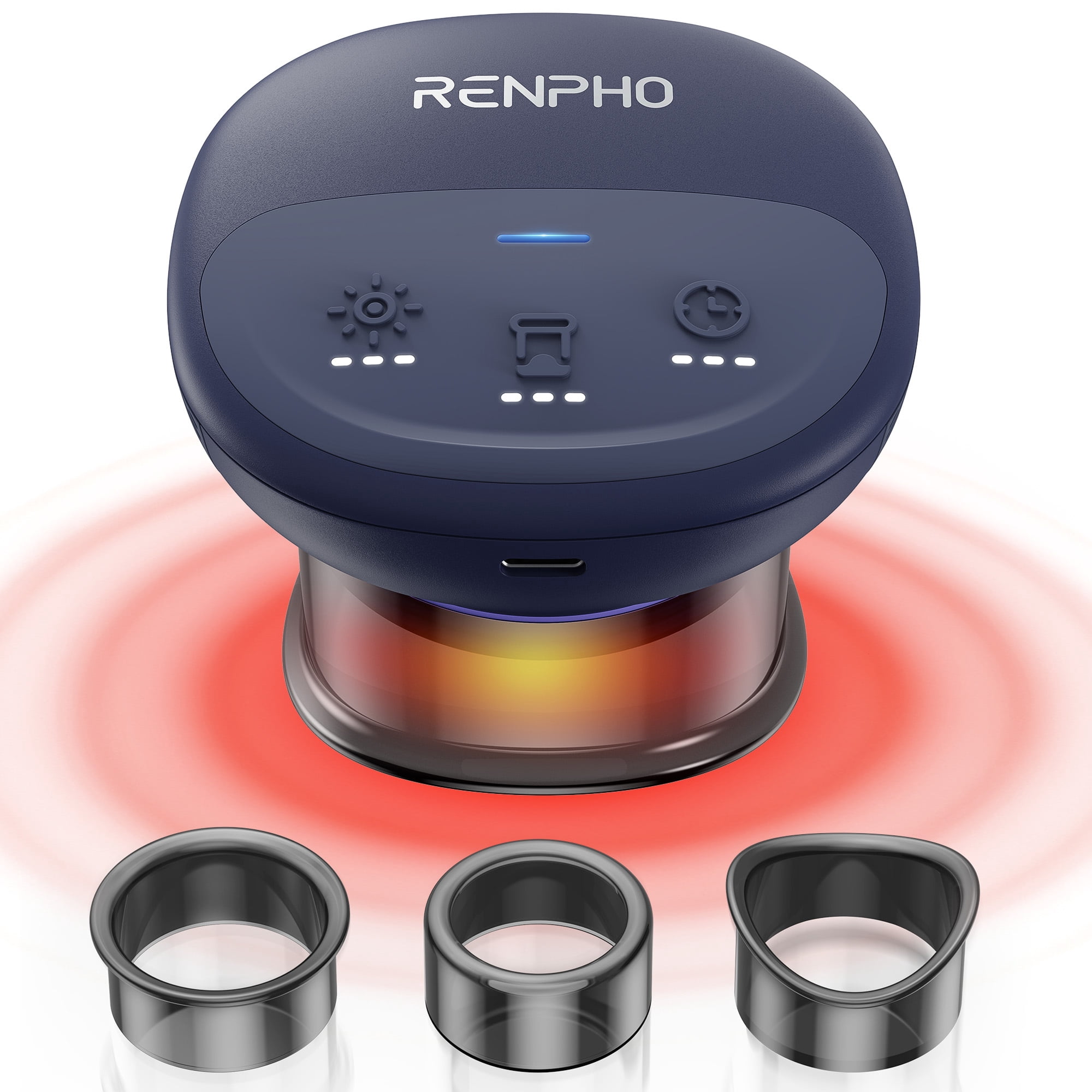 RENPHO 4-in-1 Smart Cupping Massager Kit, 850nm Infrared Heating Electric Cupping Set with 3 Cups, Portable Electric Cupping with 70 min Runtime, Fsa Hsa Eligible