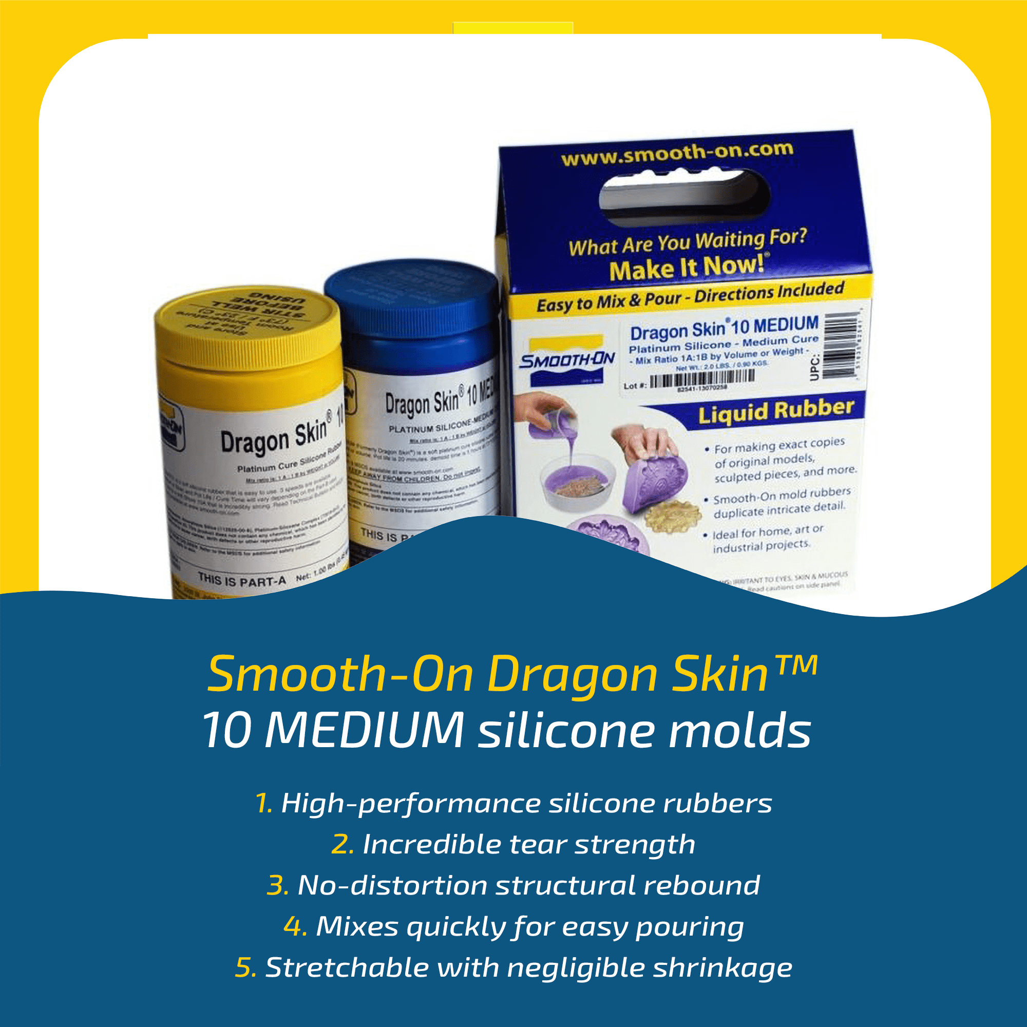 Dragon Skin 10 Medium - Addition Cure Silicone Rubber Compound - Pint Unit  