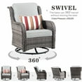 thumbnail image 4 of Ovios 11 Pieces Outdoor Patio Furniture with Fire Pit Table Wicker Patio Sectional Sofa with Swivel Chairs for Backyard, 4 of 6