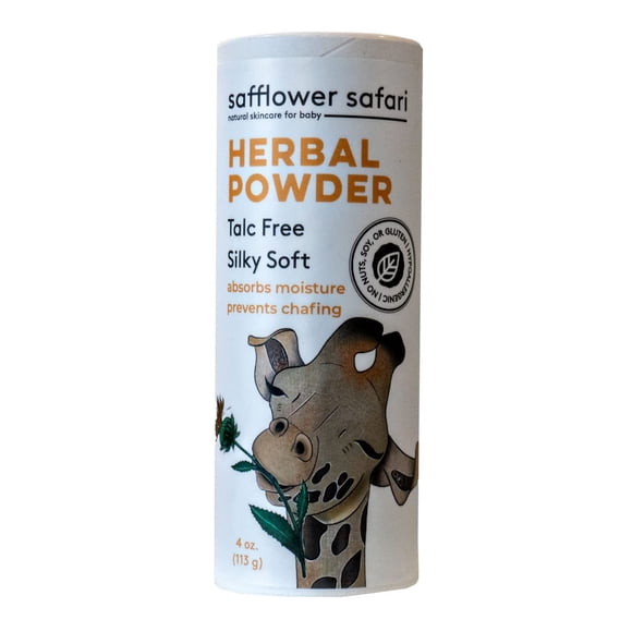 Talco herbal para bebé sin talco Safflower Safari 113 g