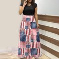 thumbnail image 2 of Dyegold Sundresses for Women Casual Beach - Plus Size Dress Womens Round Neck Short Sleeve American Flag Patriotic Maxi Sundress ​Casual Loose Flowy Swing ​​Dress, 2 of 5