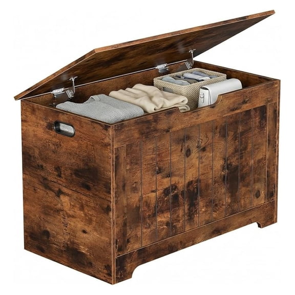 Storage Chest, Wood Storage with 2 Safety Hinges, Storage Trunk Box Entryway for Bedroom and Living Room