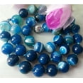 thumbnail image 3 of K-KED 20'' Natural 10mm Blue Striped Agate Onyx Gemstone Round Beads Necklace, 3 of 4