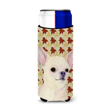 

Caroline s Treasures SS4384MUK Chihuahua Fall Leaves Portrait Ultra Hugger for slim cans Slim Can multicolor