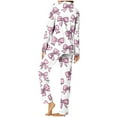 thumbnail image 4 of Hyknon Womens Pajama Sets Home Fashion Cute Bow Printed Soft Comfortable Two Piece Set Daily Home Wear Long Sleeve Turndown Collar Tops with Pajama Pants, 4 of 5