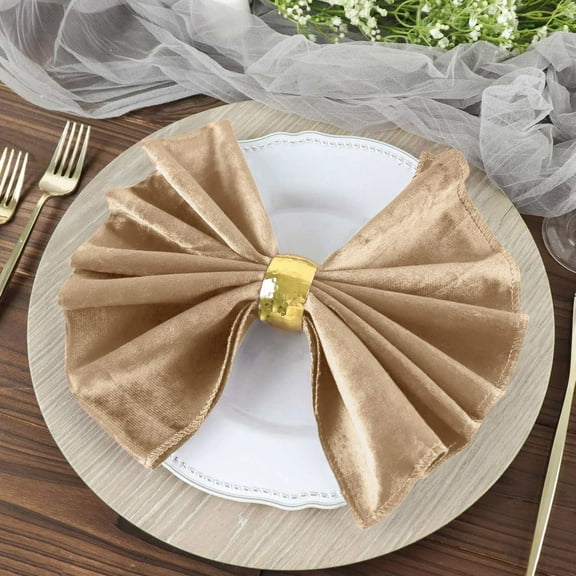 Efavormart 20"x20" Champagne Wholesale Premium Seamless Velvet Linen Napkins - 5 PCS