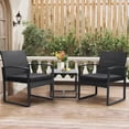 thumbnail image 4 of TUAREX 3-Piece Rattan Patio Furniture Set, All-Weather Wicker Bistro Set with Coffee Table and Cushioned Chairs for Garden, Yard, Balcony, Black, 4 of 9