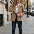 thumbnail image 5 of Enjoytime Jackets for Women Lapel Double Breasted Long Sleeve Cropped Coat Fashion Cozy Business Casual Fall Winter Outerwear, 5 of 6