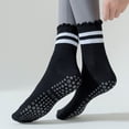 thumbnail image 2 of Women's 2-Pack Non-Slip Athletic Crew Socks with Ruffle Cuff and Stripe Detail Soft Stretch Fit, 2 PK-MUL B, 2 of 7