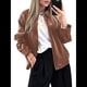 thumbnail image 2 of Chaquetas de para Mujer, Abrigos de Motociclista de Imitación de Gran Tamaño, Ropa de Moda para Otoño Camello XS, 2 of 8