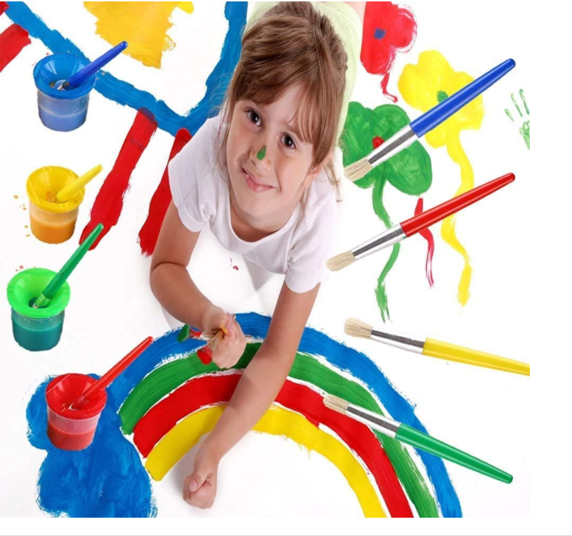 8-piece Set Of Paint Brushes For Kids - Big Washable Chubby