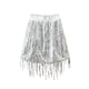 thumbnail image 5 of Falda de lentejuelas para niña, vestido midi con cintura elástica para niñas grandes y medianas, vestido con flecos para espectáculos festivos, vestido de poliéster para niña., 5 of 9