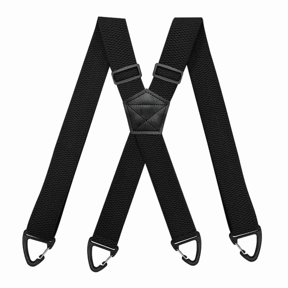 DUHKP Heavy Duty Suspenders for Men Work Biker Outdoor 3.8cm Wide X-Back with 4 Snap Hook Adjustable Elastic Trouser Braces Strap Belt