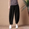 thumbnail image 5 of KDFJPTH Women's Solid Lantern Pants Elastic Waist Casual Harem Trousers Black L/2, 5 of 5