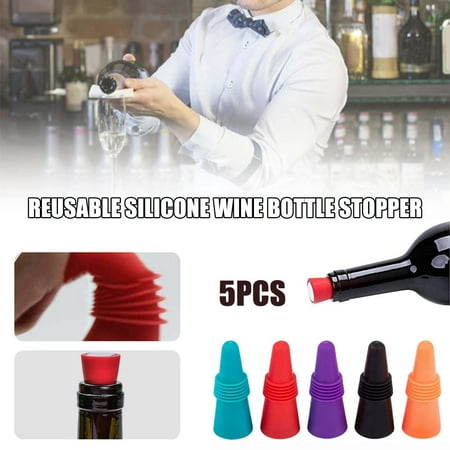 

Huilaibazo Beverage Bottle Reusable 5Pcs Silicone Stopper Stopper Bottle Stopper Glass&Bottle