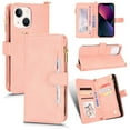 thumbnail image 1 of Nalacover for iPhone 14 Plus Zipper Wallet Case, Lanyard Shoulder Strap Crossbody Card Slots Holder Cover with Magnetic Clasp Kickstand Premium PU Leather + Soft TPU Shockproof Case,Pink, 1 of 7