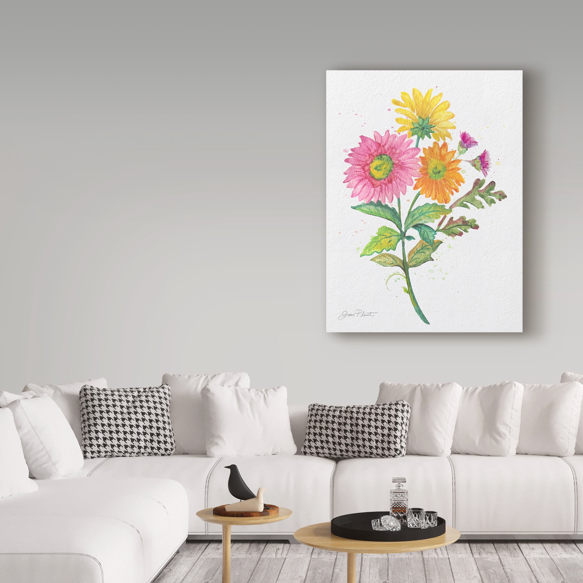 Trademark Fine Art Floral Canvas Art ' Watercolor Flowers 4 ' by Jean Plout