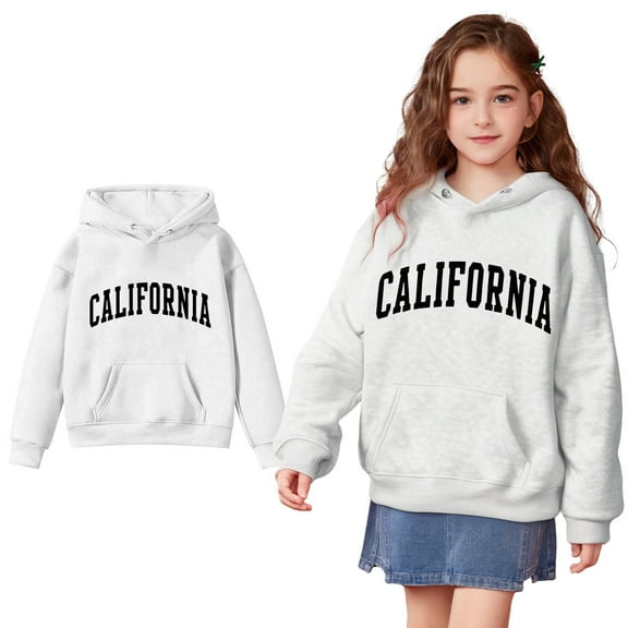 Kids Boys Hoodie Kids White Hooded Long Sleeve Pullover Hoodie Sweatshirt Fall Clothes Girls 5-6 Years Clothes Cute Boy Girl Clothing