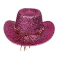thumbnail image 4 of Vacation Cowboy Hat Adornment Sequined Rapper Gleaming Panama Hat for Club Carnivals Music Festival Cool Disco Party, 4 of 8