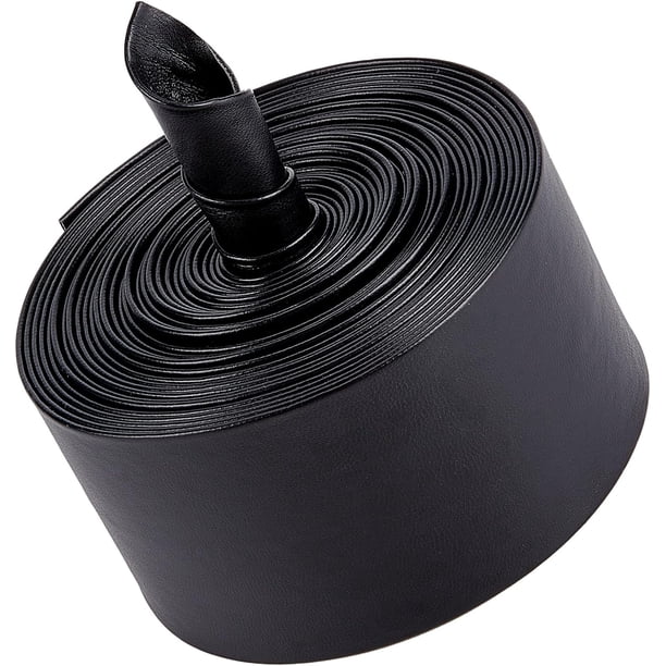 Cinta de cuero sintético de 5 m y 50 mm de ancho, tiras de cuero plegables, correa de cuero sintético, cordón plano de imitación de cuero granulado color lichi negro