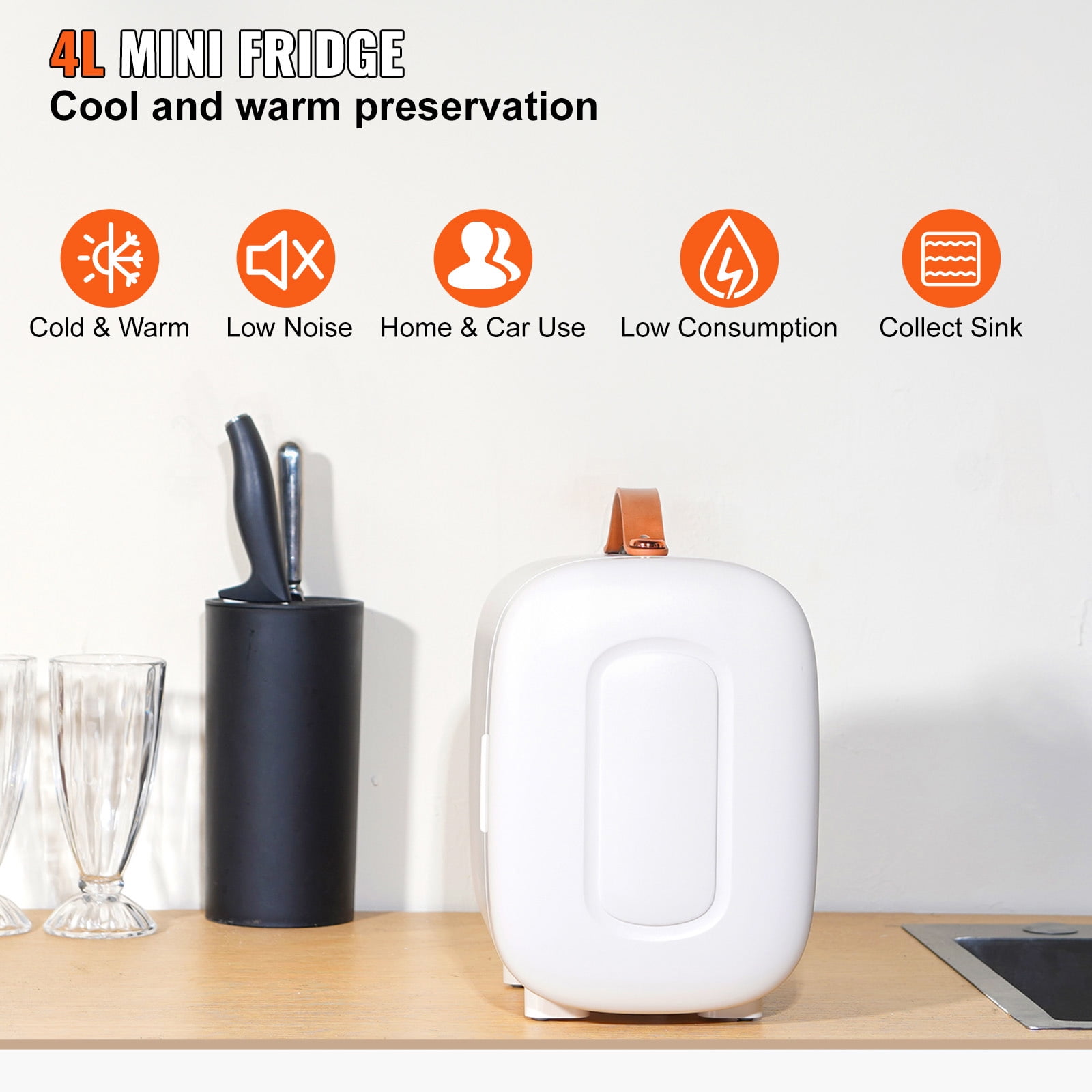 KFFKFF Mini Refrigerator 4L 6 Cans Skin Care Products Refrigerator AC/DC Mini Cosmetics Makeup Refrigerator
