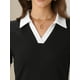 thumbnail image 5 of CAMISA DE CUELLO EN V INSPIRADA CHIC PARA MUJERES, BLUSA CORTA DE MANGA VERANO CASUAL TALLA S NEGRA, 5 of 6
