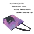 thumbnail image 3 of Open Top Canvas Tote Bag with Zipper Reusable Shopping Bag 13.5x15" Roomy Carryall Purple Sky and Black Cat, 3 of 9