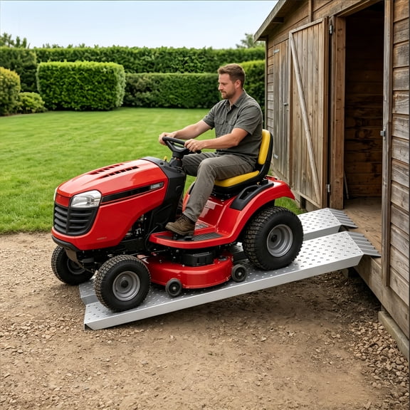 Truck Ramps Loading, Vehicle Loading Ramp, Aluminum Shed Ramp - Heavy Duty Metal Ramps with Anti-Slip Holes, Portable for ATV, Lawnmower, Dirt Bike & Home Use
