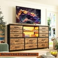 thumbnail image 3 of CZMJY Dresser with LED Lights & Power Outlets, 12 Drawers Dresser TV Stand for 60''TV Stand for Bedroom Fabric Dressers & Chest of Drawers, Sturdy Metal Frame, Living Room,Hallway, Rustic Brown, 3 of 11