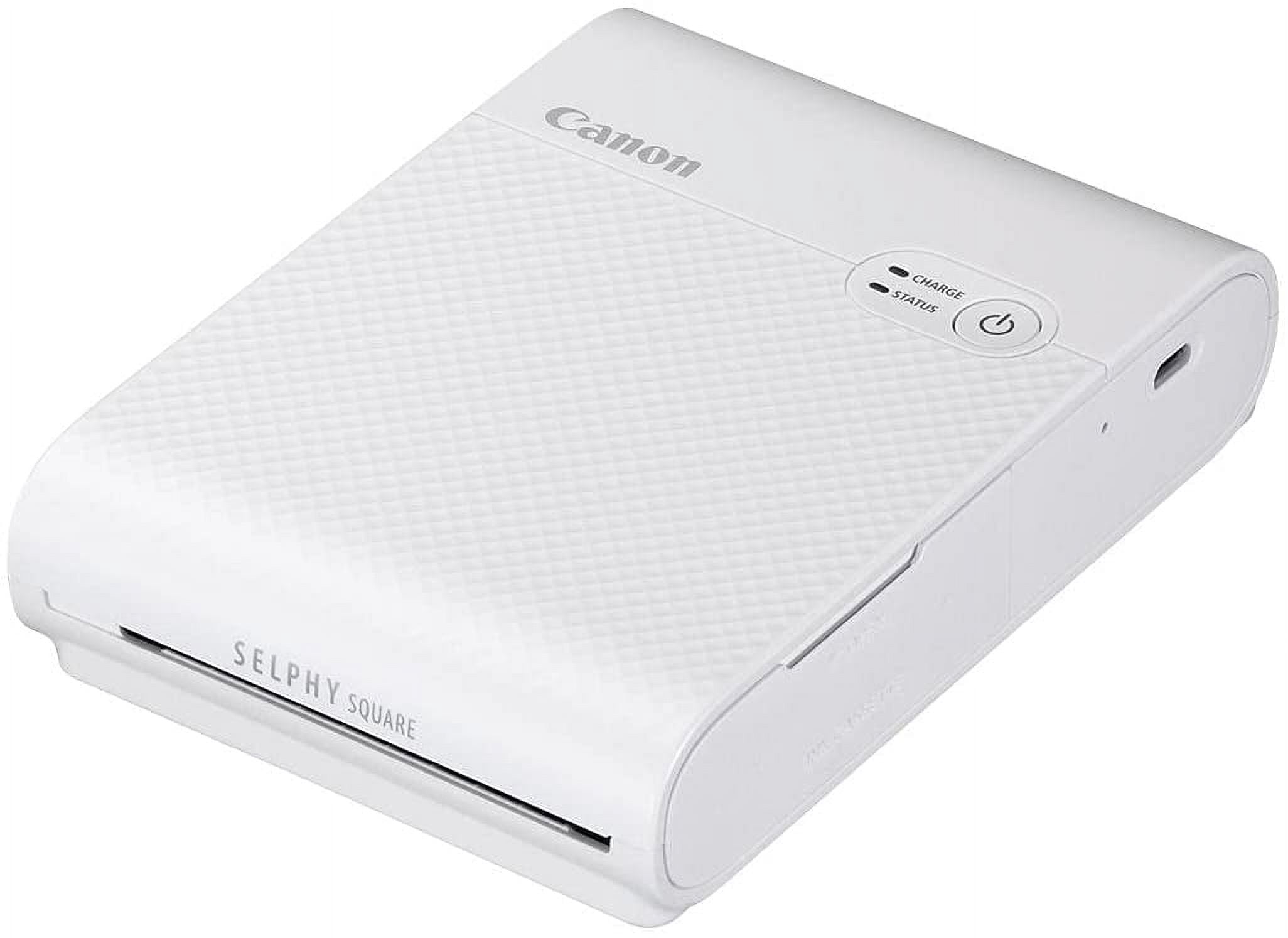 Canon SELPHY Square QX10 Portable Photo Printer, Wi-Fi Connectivity, USB Charging, Dye Sublimation Printing, 100 Year Print Life, Square Photo Paper, SELPHY Photo Layout App INTL Model (White)