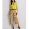 thumbnail image 3 of Lauren Ralph Lauren Women's Pleated Cotton Twill Cropped Pants Birch Tan, 3 of 6
