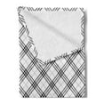 thumbnail image 2 of Geometric Soft Flannel Fleece Blanket, Fashion Style Textured Diagonal Scottish Irish Minimalist Design Pattern Print, Cozy Plush for Indoor and Outdoor Use, 50" x 70", Black White, by Ambesonne, 2 of 5