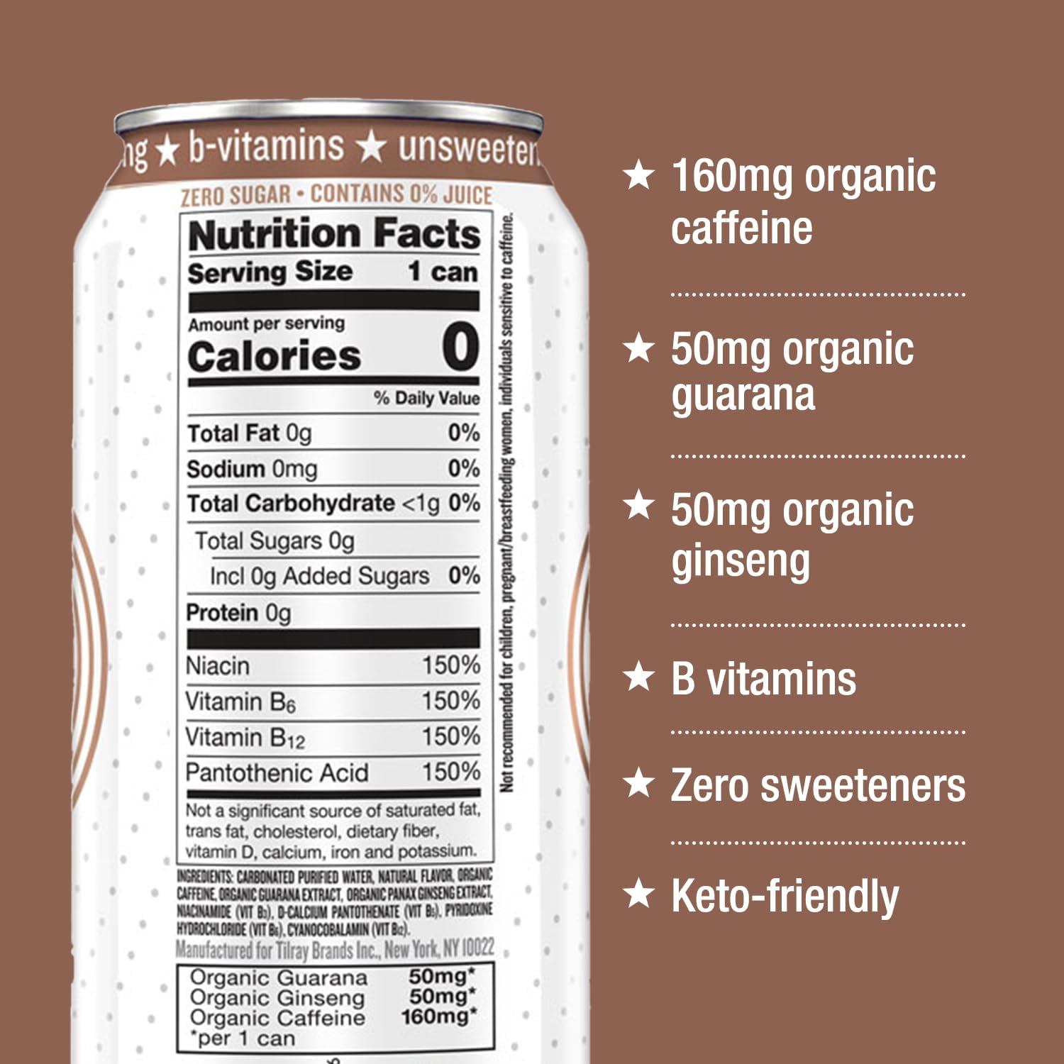 Hiball Clean Energy Drink, Zero Sugar Caffeinated Seltzer Water, Vanilla, 16 Fl Oz, 12 Pack