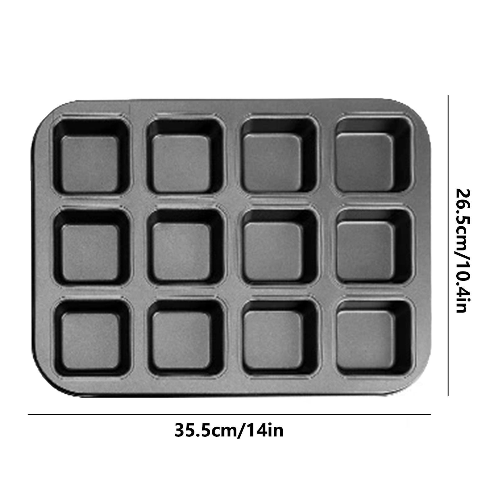 Brownie Pan with Dividers, 1 Set 12 Cavity All Edges Square Cupcake Brownie Pans Mini Cake Non Stick Baking Carbon Steel Bread Mold Small Edge 3x4 Individual Cutter Sheet Tray for Cookie Oven