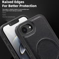 thumbnail image 4 of ELEHOLD Leather Case For iPhone 16e Magnetic Shockproof Cover, Mag Safe Compatibl, with Invisible Magnet Kickstand, Black, 4 of 8