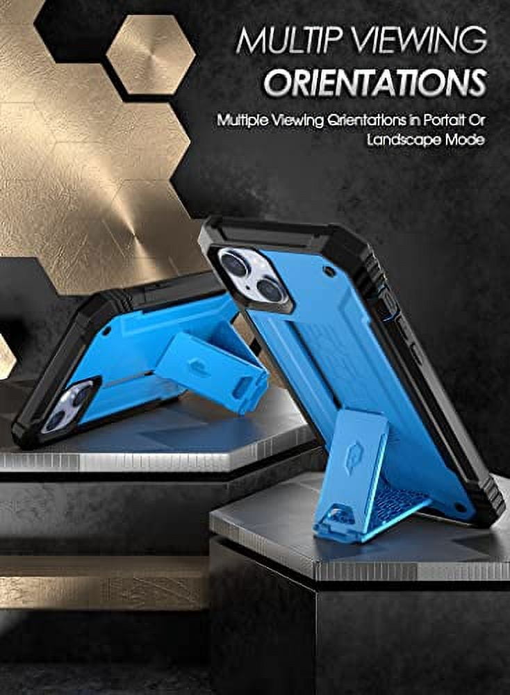 Poetic Revolution Case for iPhone 14 Plus, Heavy Duty Full Body Cover with Kickstand, Light Blue