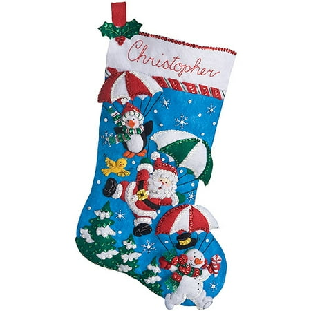 Bucilla Dropping In Stocking Felt Applique Kit-18" Long