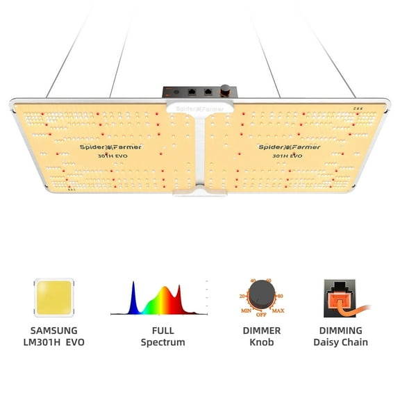 Spider Farmer SF2000EVO Samsung LM301H EVO Dimmable Full Spectrum Plants Flower for 2x4/3X5ft Grow Tent