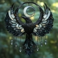 thumbnail image 2 of 2D Acrylic Gothic Moon Hanging Decor Mystical Crow With Moon & Beads Indoor Outdoor Window Wall Art For Gothic & Bird Enthusiasts, Art Garden Decor Unique Gift for Mom Grandma Women, 2 of 8