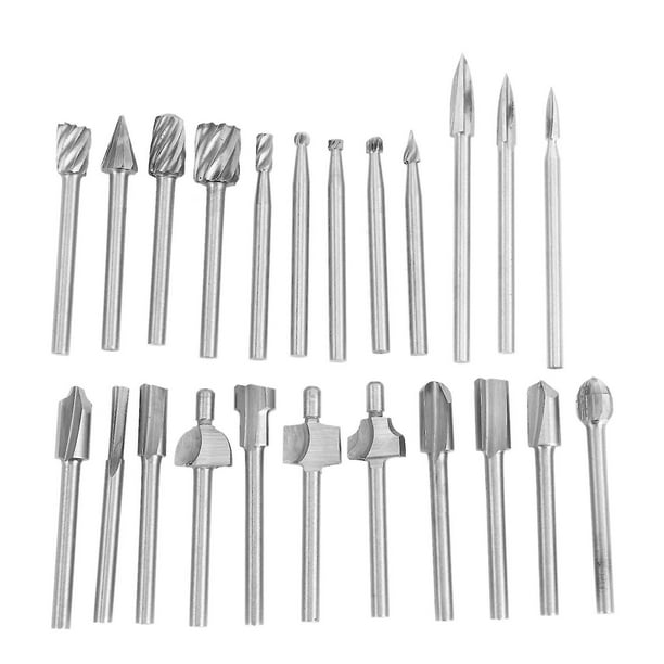 Juego de accesorios para taladro de grabado, herramienta para tallar madera, 23 piezas, 10 brocas de grabado de carburo, 10 fresas para madera