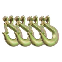 (4 Pack) G70 3/8" Clevis Slip Hook with Latch - 6,600 LBS WLL Heavy Duty Grade 70 Safety Chain Hook for Trailer Truck Transport
