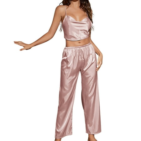 

XINSHIDE Women Nightgown Satin Lingerie Sexy Nightie Slips Sleep Sets Sexy Slips Sleepwear Trousers Pajama Nighty For Women