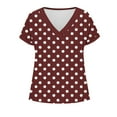 thumbnail image 5 of Olyvenn Womens Hollow Out V Neck T Shirts Floral Printed Short Sleeve Tunic Tee Tops Summer Casual Loose Eyelet Blouses Wine M, 5 of 5