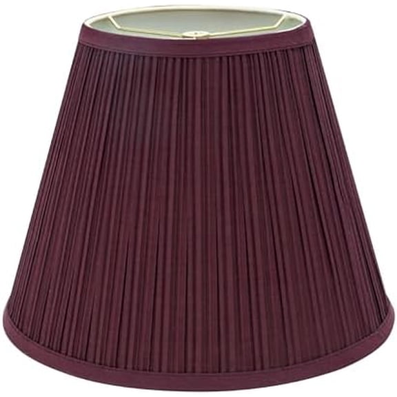 33052, Hardback Empire Transitional Spider Lamp Shade, Mushroom Pleated Burgundy, 7" Top x 13" Bottom x 10" Slant