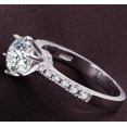 thumbnail image 3 of HeartsAndYou 2ct Round Cut Moissanite Collared Solitaire Engagement Ring for Women 18k White Gold over Silver, 3 of 6